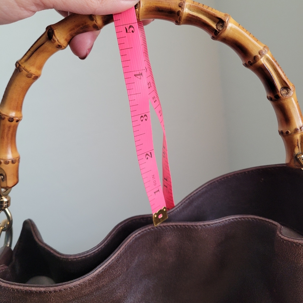 Imperfect Vintage Gucci Leather Shoulder Bag Bamboo Handle & Removable Strap - Picture 13 of 16